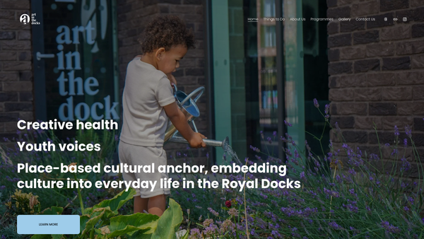 Screenshot of the Art In The Docks website