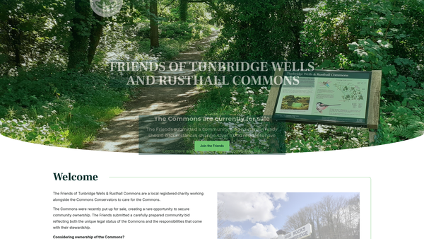 Screenshot of the The Friends Of Tunbridge Wells And Rusthall Commons Association website