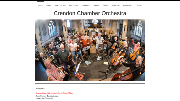 Screenshot of the Crendon Chamber Orchestra website
