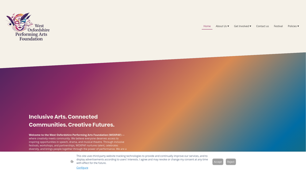 Screenshot of the West Oxfordshire Performing Arts Foundation website