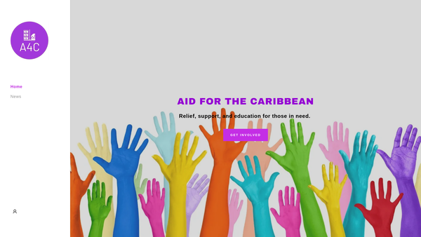Screenshot of the Aid For The Caribbean - A4c website