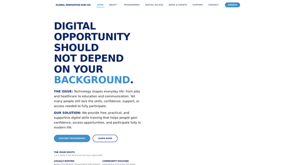 Screenshot of the Global Innovation Hub CIO website