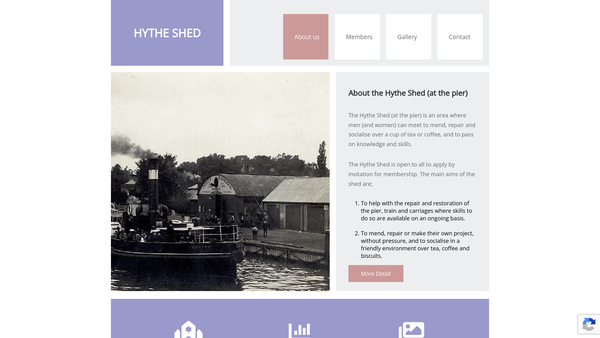 Screenshot of the Hythe Shed (At The Pier) website