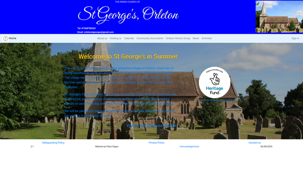 Screenshot of the The Parochial Church Council Of The Ecclesiastical Parish Of St George's Church, Orleton, In The Diocese Of Hereford website