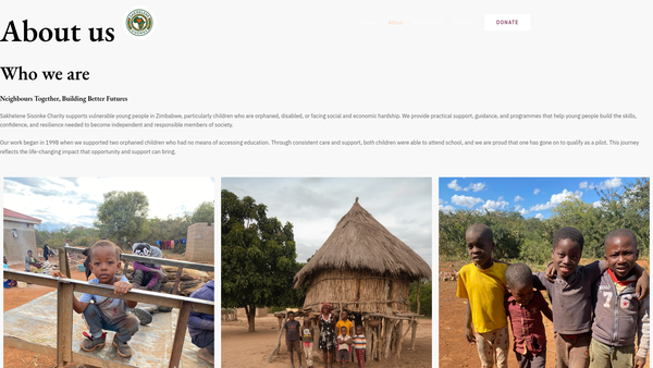 Screenshot of the Sakhelene Sisonke website