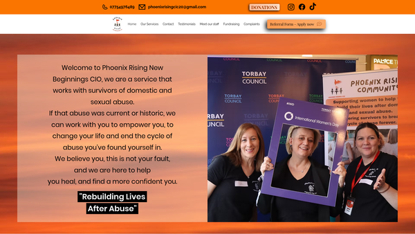 Screenshot of the Phoenix Rising New Beginnings CIO website