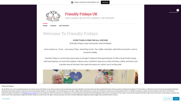 Screenshot of the Friendly Fridays website