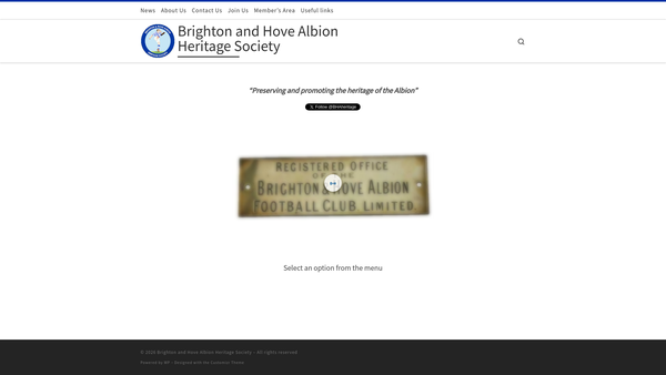 Screenshot of the Brighton & Hove Albion Heritage Society website