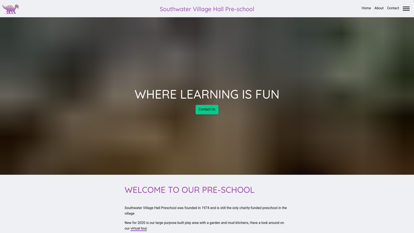 Screenshot of the Southwater Village Hall Pre-School website