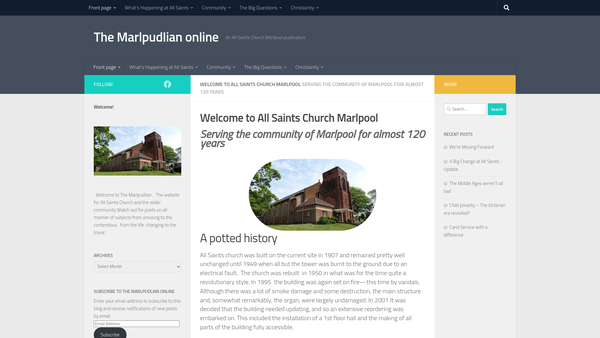 Screenshot of the All Saints Church Pcc Marlpool website