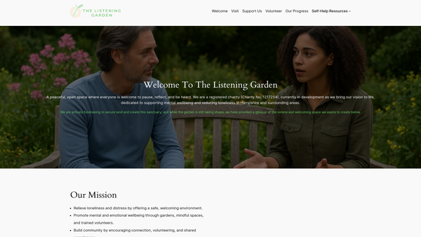 Screenshot of the The Listening Garden website