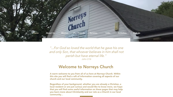 Screenshot of the Norreys Church Wokingham website