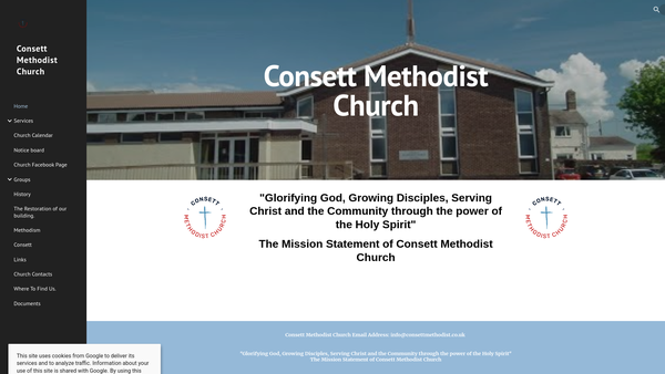 Screenshot of the Consett Methodist Church website