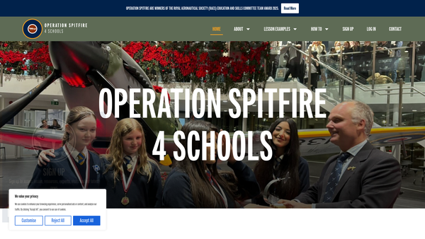 Screenshot of the Operation Spitfire website