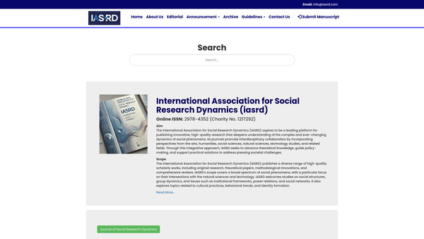 Screenshot of the International Association For Social Research Dynamics website