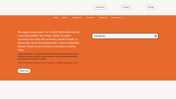 Screenshot of the Lifeworks North Staffs website