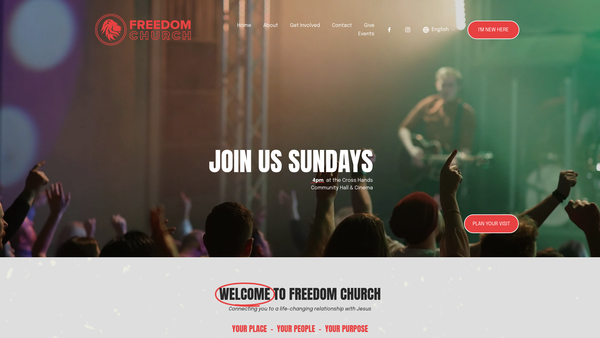 Screenshot of the Freedom Church Carmarthenshire website