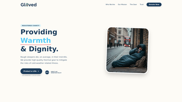 Screenshot of the Gloved website