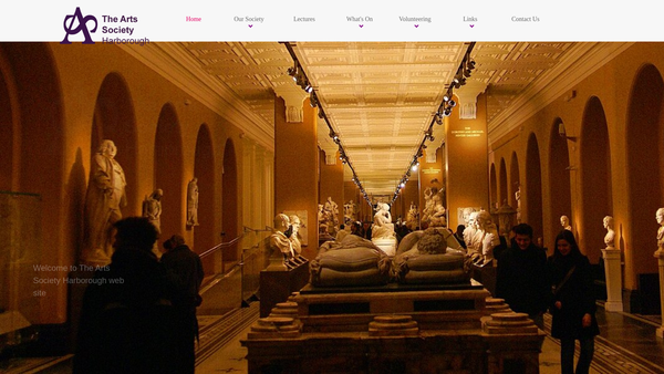 Screenshot of the The Arts Society Harborough website
