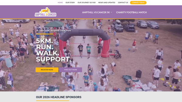 Screenshot of the Ampthill Vs Cancer website