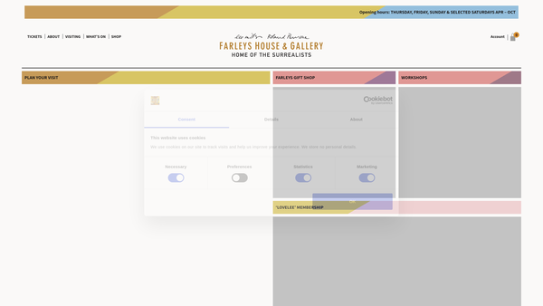 Screenshot of the Farleys House & Gallery Trust website