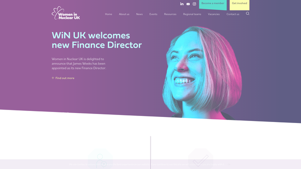 Screenshot of the Women In Nuclear UK website