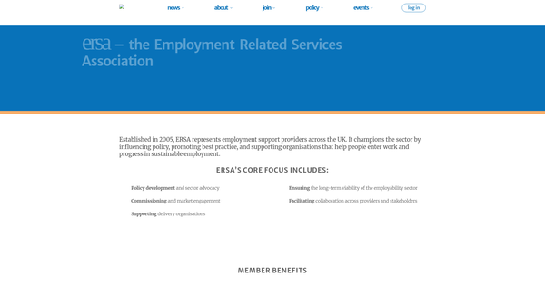 Screenshot of the Ersa UK Limited website