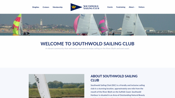Screenshot of the Southwold Sailing Club website