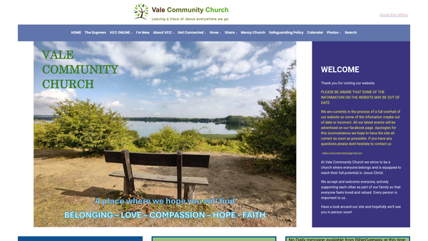 Screenshot of the Vale Community Church (Marston Moretaine) website