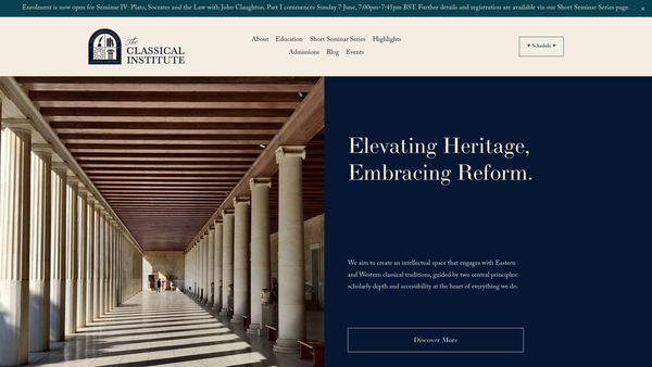 Screenshot of the The Foundation For Classical Education website