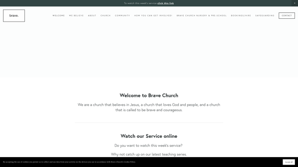 Screenshot of the Brave Church website