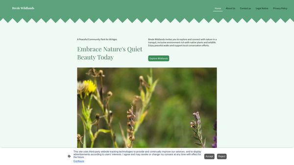 Screenshot of the Brede Wildlands website