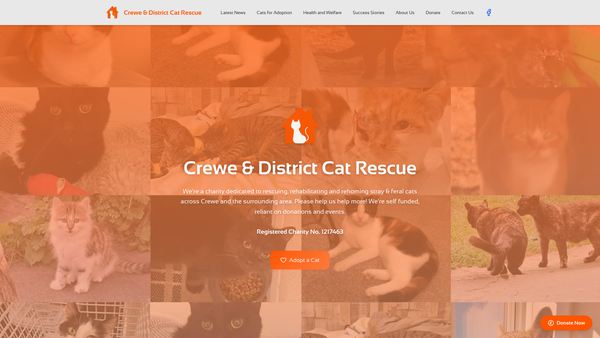 Screenshot of the Crewe And District Cat Rescue (Cdcr) website