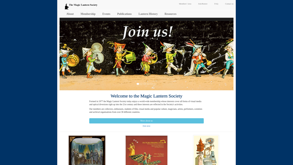 Screenshot of the The Magic Lantern Society website