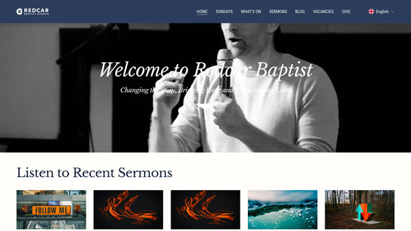 Screenshot of the Redcar Baptist Church website