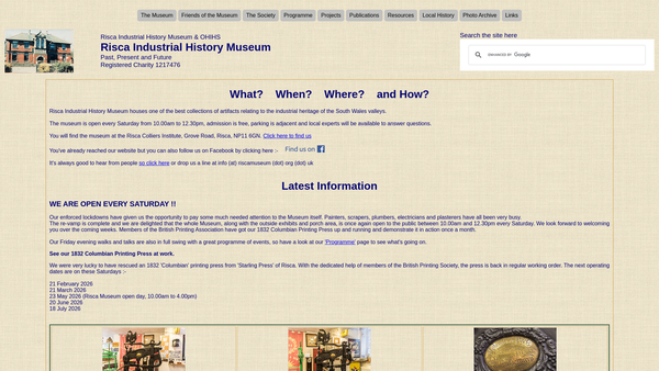 Screenshot of the Oxford House Industrial History Society website