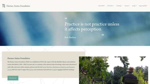 Screenshot of the Hermes Amara Foundation website