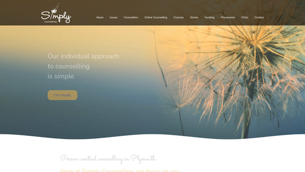 Screenshot of the Simply Counselling website