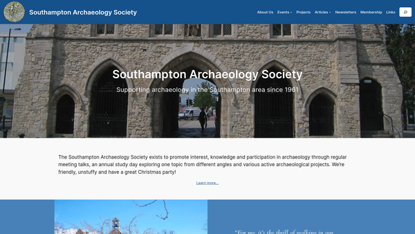 Screenshot of the Southampton Archaeology Society website