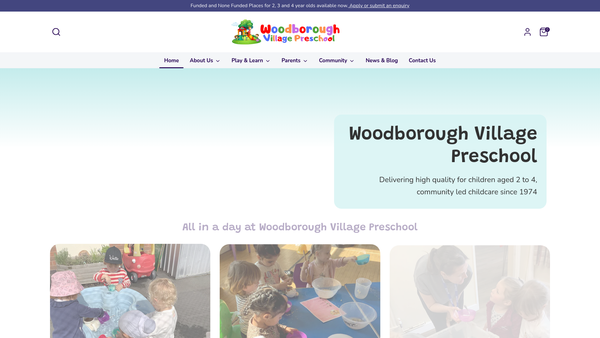 Screenshot of the Woodborough Village Preschool website
