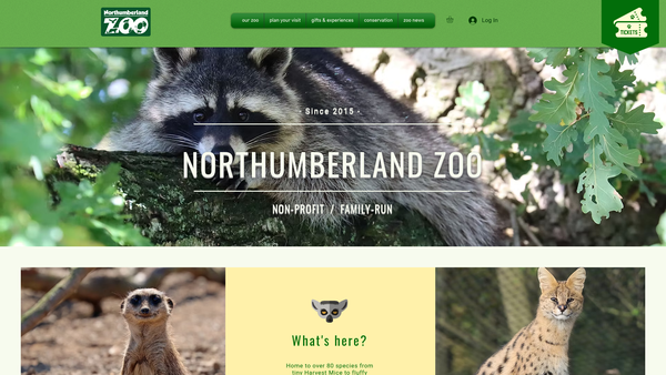 Screenshot of the Northumberland Zoo website