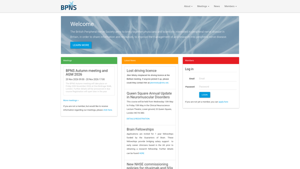 Screenshot of the British Peripheral Nerve Society website