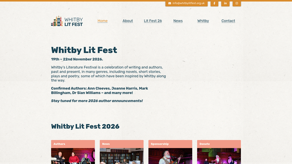 Screenshot of the Whitby Lit Fest website
