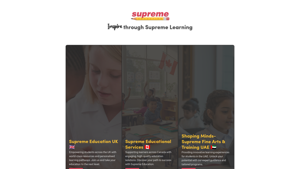 Screenshot of the Supreme Education Foundation website