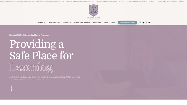 Screenshot of the Ashley's House website