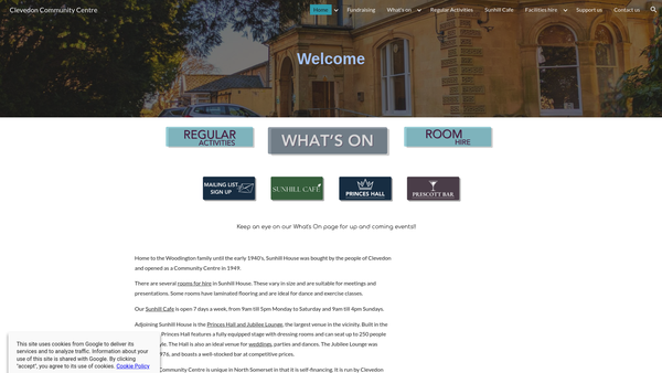 Screenshot of the Clevedon Community Association (CIO) website