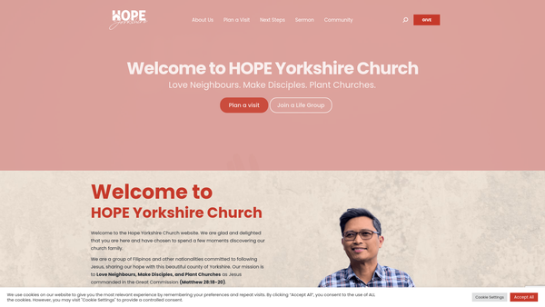Screenshot of the Hope Hull Church website
