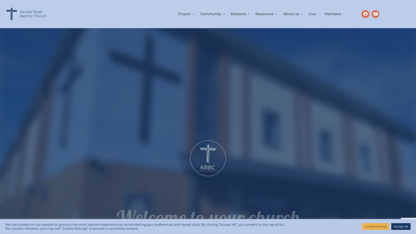 Screenshot of the Kendal Road Baptist Church website