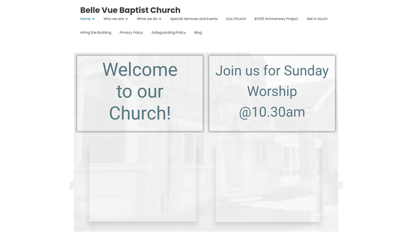 Screenshot of the Belle Vue Baptist Church website