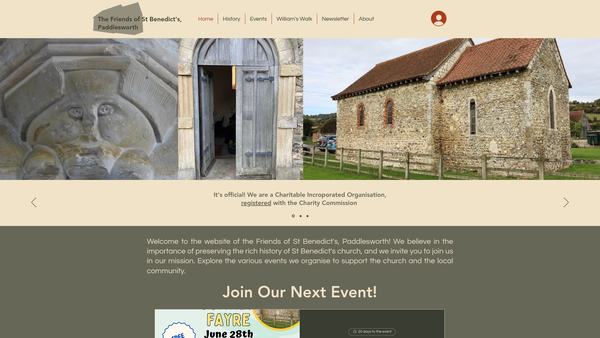 Screenshot of the The Friends Of St Benedict's, Paddlesworth website